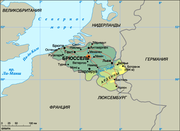 карта Бельгии