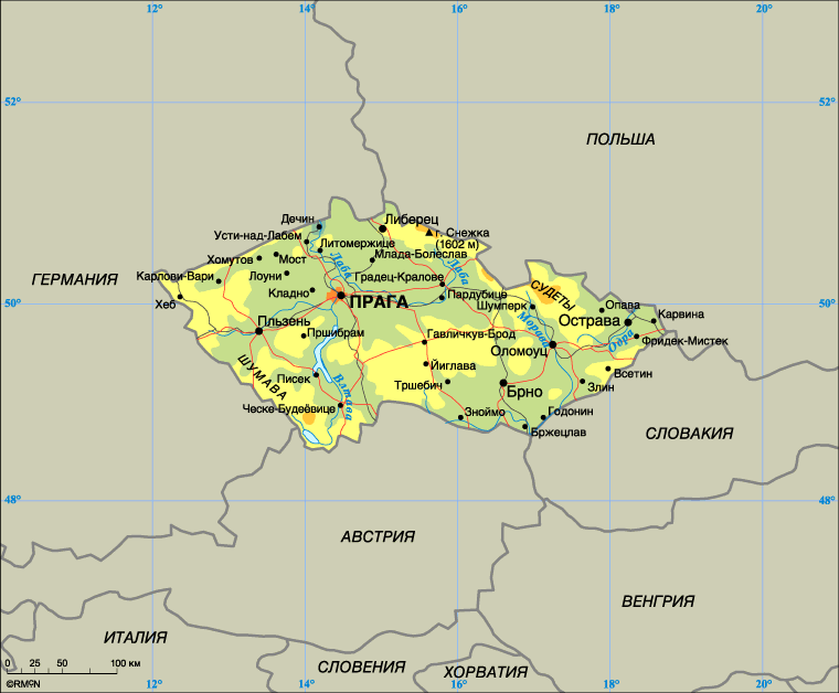 карта Чехии