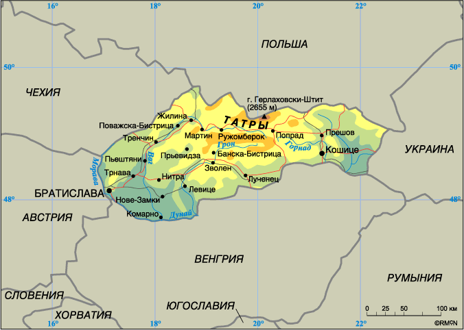 карта словакии