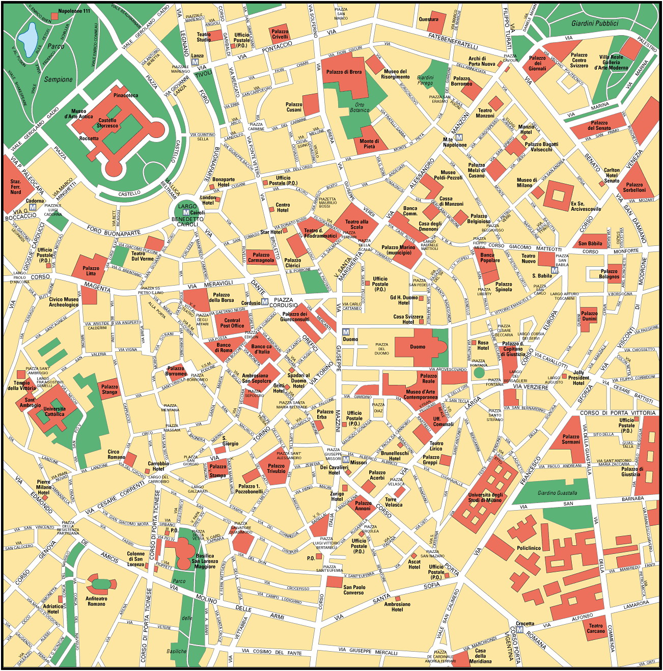 карта города Милан